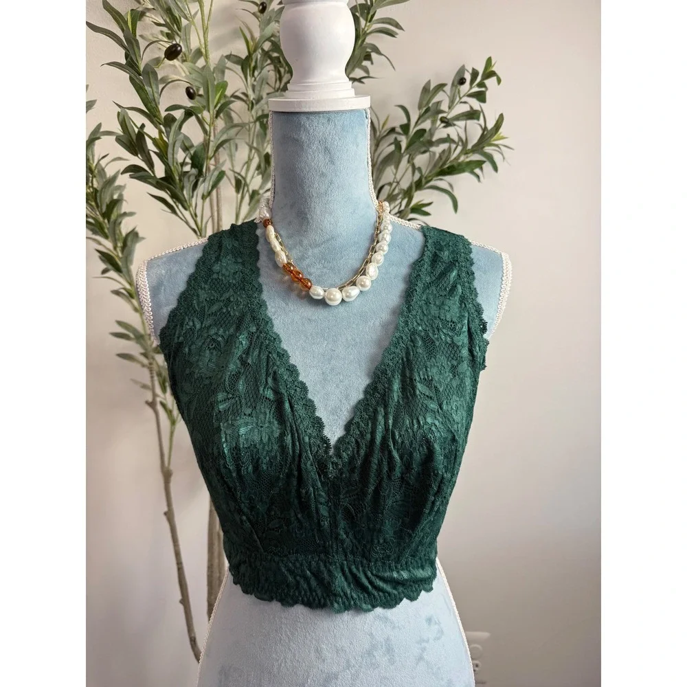 Cosabella Never Say Never Ultra Curvy Sweetie Bralette Emerald Green Lace NEW S